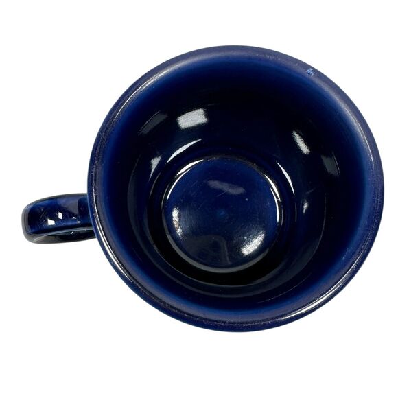 Homer Laughlin Fiesta Coffee Mugs Cobalt Blue Lot of 2 Ceramic Round Ring Handle - Picture 6 of 10